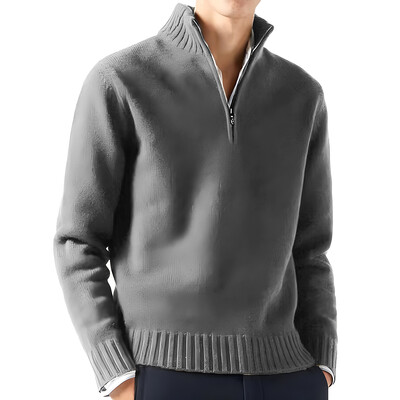 Novi muški džemperi s dugim rukavima i dolčevitima Pletene jednobojne ulične odjeće preveliki Prozračni kaputi s polupatentnim zatvaračem Basic Topli kaputi