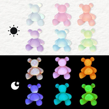 10Pc Glow In The Dark Candy Kawaii Pink Bear Nail Charms Διακόσμηση Macaron Luminous Acrylic Rhinestone Parts Nail Art Supplies