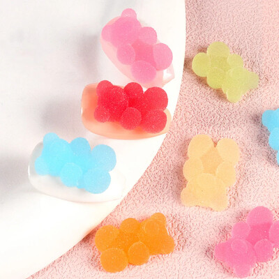 10kom svjetlećih u tami kawaii bombona, ružičastog medvjedića, ukrasa za nokte, makarona, svjetlećih dijelova od akrilnog kamenčića, pribora za uređenje noktiju