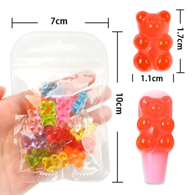 10kom svjetlećih u tami kawaii bombona, ružičastog medvjedića, ukrasa za nokte, makarona, svjetlećih dijelova od akrilnog kamenčića, pribora za uređenje noktiju