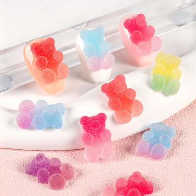 10kom svjetlećih u tami kawaii bombona, ružičastog medvjedića, ukrasa za nokte, makarona, svjetlećih dijelova od akrilnog kamenčića, pribora za uređenje noktiju