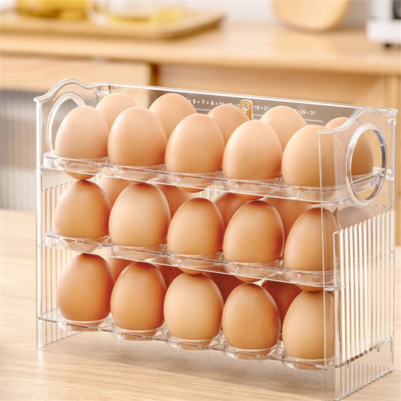 Κουτί αποθήκευσης αυγών 30 Grids Θήκη αυγών Μεγάλης χωρητικότητας Οργανωτής δίσκου αυγών Διαφανές οικιακό δοχείο αυγών για ψυγείο