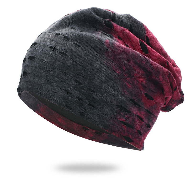 Beanies za muškarce Retro Tie Dye Hip Hop Hole Style Proljetne pletene Skullies Gradijent boja Harajuku Marama Skijaška kapa Šešir