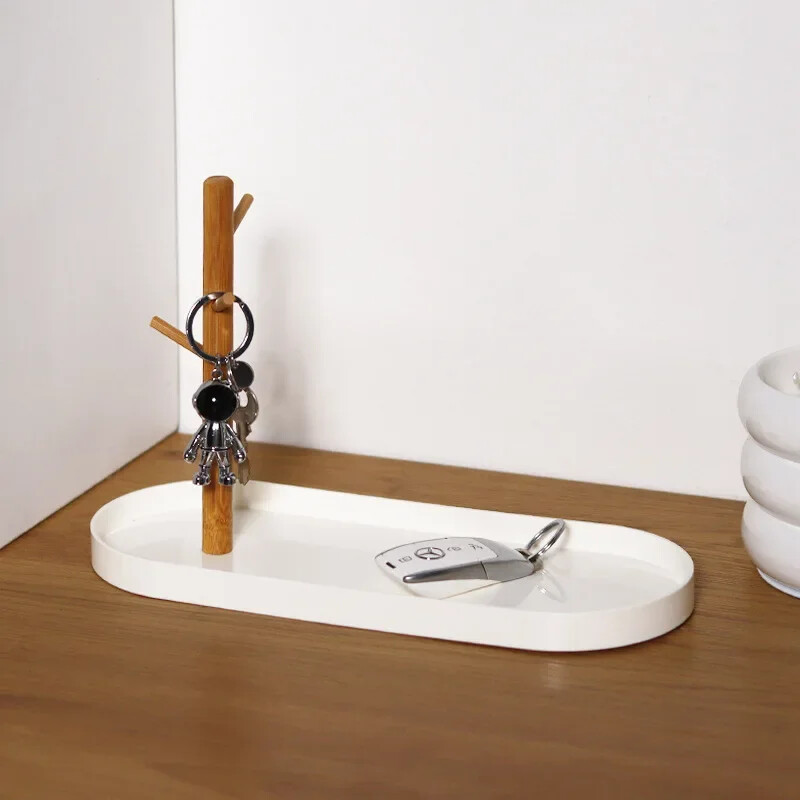 2024 Új skandináv bambuszfa ág tárolótálca nappali asztali kulcstartó ékszer kijelzőkeret