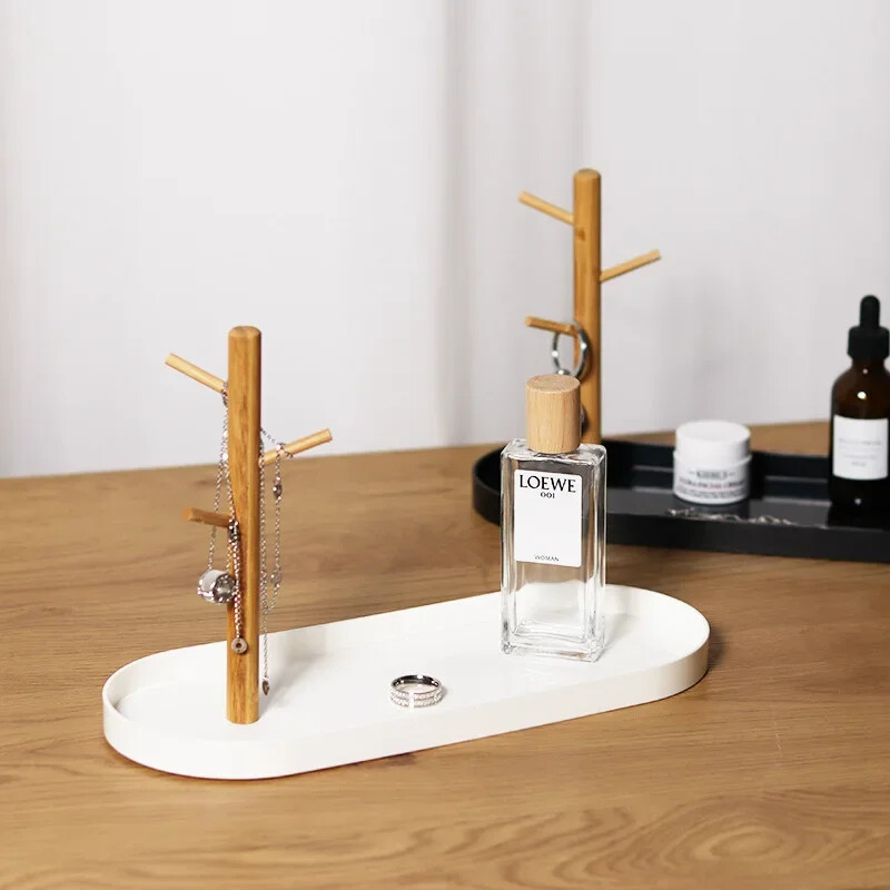 2024 Új skandináv bambuszfa ág tárolótálca nappali asztali kulcstartó ékszer kijelzőkeret