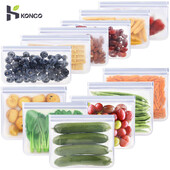 1/2/3/5 τμχ Σακούλες σιλικόνης κατάψυξης τροφίμων Επαναχρησιμοποιήσιμη τσάντα με φερμουάρ Αδιάβροχη τσάντα αποθήκευσης χωρίς BPA φρέσκια τσάντα για φαγητά κρέας φρούτων λαχανικών