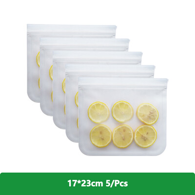1/2/3/5 τμχ Σακούλες σιλικόνης κατάψυξης τροφίμων Επαναχρησιμοποιήσιμη τσάντα με φερμουάρ Αδιάβροχη τσάντα αποθήκευσης χωρίς BPA φρέσκια τσάντα για φαγητά κρέας φρούτων λαχανικών