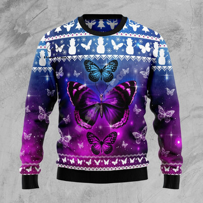 Xmas Santa Claus Cat Animal Colorful Tattoo Retro 3DPprint Funny Christmas Ugly πλεκτό πουλόβερ Harajuku Casual μακρυμάνικα X18