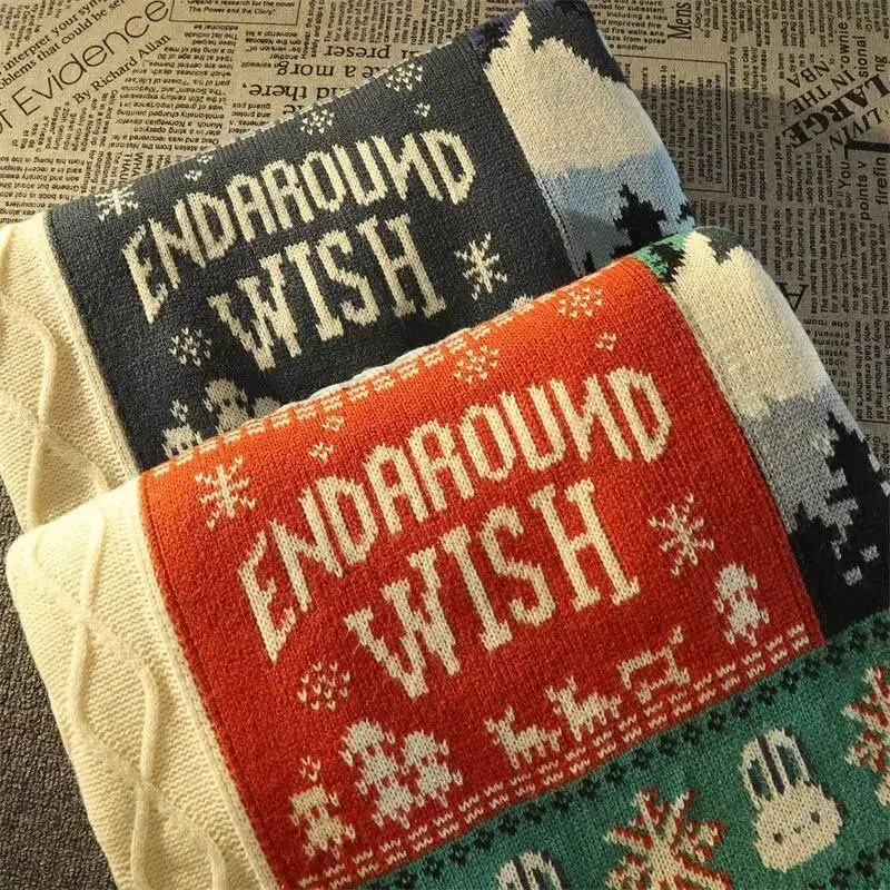 American Cute Twist χριστουγεννιάτικο μακρυμάνικο πουλόβερ για άνδρες και γυναίκες Y2K Μόδα του δρόμου για το φθινόπωρο και το χειμώνα Φαρδύ πουλόβερ πουλόβερ