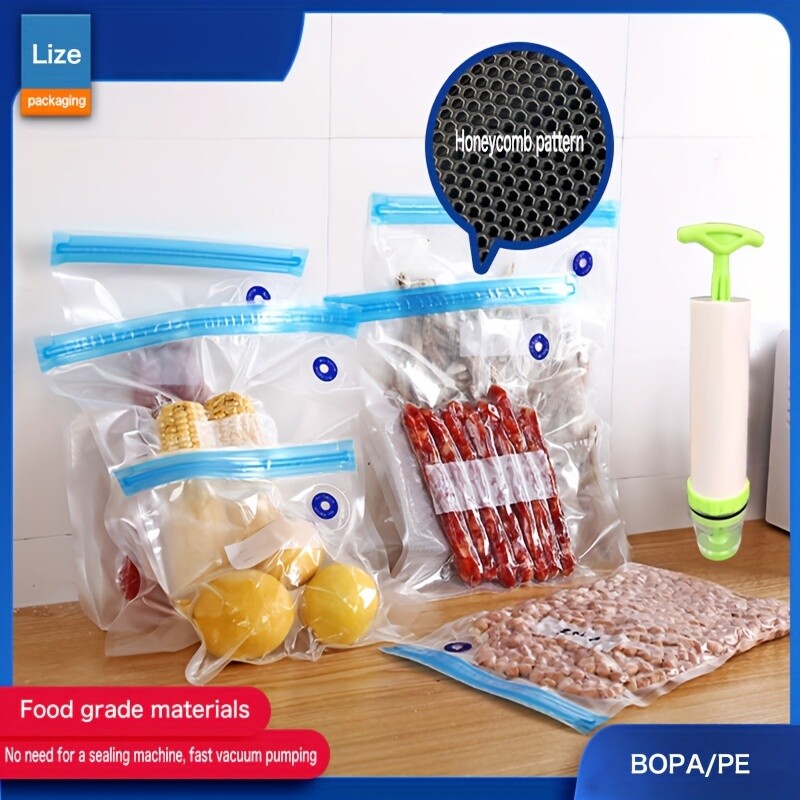 Vrećice s vakuumskim zatvaračem za pohranu hrane za višekratnu upotrebu - izdržljive, nepropusne i prozirne za organizaciju kuhinje i održavanje svježine proizvoda
