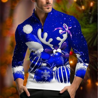 Μόδα ανδρική φούτερ με φερμουάρ Χριστουγεννιάτικο vintage μπουφάν πόλο φθινοπωρινό πουλόβερ Casual μακρυμάνικα μπλουζάκια για ανδρικά ρούχα