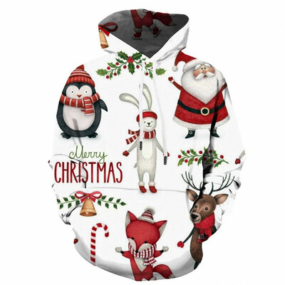 Božićni mali predmeti Grafičke majice s kapuljačom za muškarce 3D ispis Sretan Božić Novo u majicama s kapuljačom i majicama Puloveri Modni gornji dijelovi