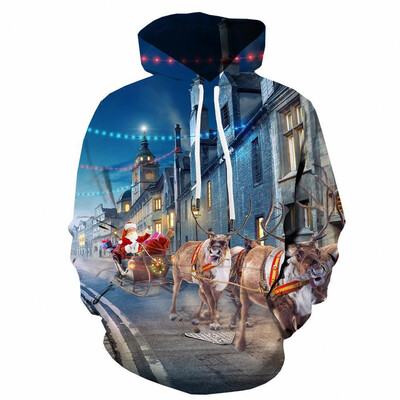 Božićni mali predmeti Grafičke majice s kapuljačom za muškarce 3D ispis Sretan Božić Novo u majicama s kapuljačom i majicama Puloveri Modni gornji dijelovi