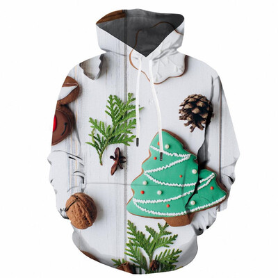 Božićni mali predmeti Grafičke majice s kapuljačom za muškarce 3D ispis Sretan Božić Novo u majicama s kapuljačom i majicama Puloveri Modni gornji dijelovi