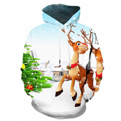 Božićni mali predmeti Grafičke majice s kapuljačom za muškarce 3D ispis Sretan Božić Novo u majicama s kapuljačom i majicama Puloveri Modni gornji dijelovi