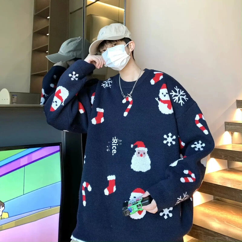 Νέο χριστουγεννιάτικο πουλόβερ παππού ανδρικό κορεάτικο στυλ Χαλαρή πλεκτό μπουφάν Φθινοπωρινό πολυχρηστικό ζευγάρι casual τοπ