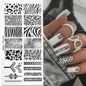 Tigar Zebra Leopard Print Nail Pločice za utiskivanje slika životinja Šablone za ispis pečata za nokte Predlošci Nail Art Alat za ukrašavanje noktiju