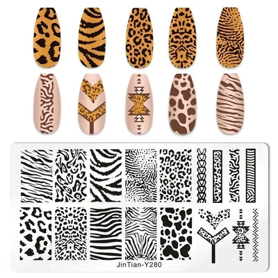 Tigar Zebra Leopard Print Nail Pločice za utiskivanje slika životinja Šablone za ispis pečata za nokte Predlošci Nail Art Alat za ukrašavanje noktiju