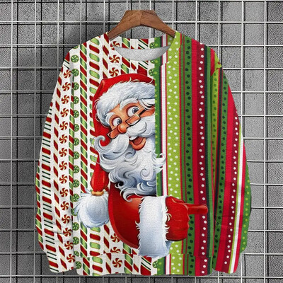 Φθινοπωρινές χειμερινές ανδρικές κουκούλες Χριστουγεννιάτικα ρούχα Μόδα Ανδρικά πουλόβερ 3D τυπωμένες κουκούλες Νέα υπερμεγέθη ανδρικά ρούχα