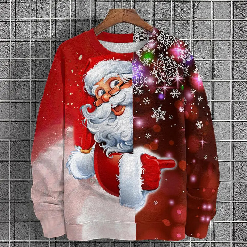 Φθινοπωρινές χειμερινές ανδρικές κουκούλες Χριστουγεννιάτικα ρούχα Μόδα Ανδρικά πουλόβερ 3D τυπωμένες κουκούλες Νέα υπερμεγέθη ανδρικά ρούχα