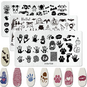 1 KOM Halloween ploče za utiskivanje noktiju Pravokutni predlošci Šablone Krvavi prst Nail Art Stamp Slika ploče za manikuru Alat za ispis noktiju
