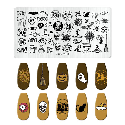 1 KOM Halloween ploče za utiskivanje noktiju Pravokutni predlošci Šablone Krvavi prst Nail Art Stamp Slika ploče za manikuru Alat za ispis noktiju