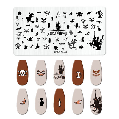 1 KOM Halloween ploče za utiskivanje noktiju Pravokutni predlošci Šablone Krvavi prst Nail Art Stamp Slika ploče za manikuru Alat za ispis noktiju