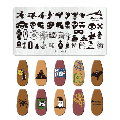 1 KOM Halloween ploče za utiskivanje noktiju Pravokutni predlošci Šablone Krvavi prst Nail Art Stamp Slika ploče za manikuru Alat za ispis noktiju