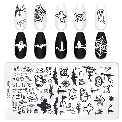 1 KOM Halloween ploče za utiskivanje noktiju Pravokutni predlošci Šablone Krvavi prst Nail Art Stamp Slika ploče za manikuru Alat za ispis noktiju