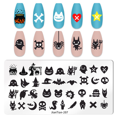 1 KOM Halloween ploče za utiskivanje noktiju Pravokutni predlošci Šablone Krvavi prst Nail Art Stamp Slika ploče za manikuru Alat za ispis noktiju
