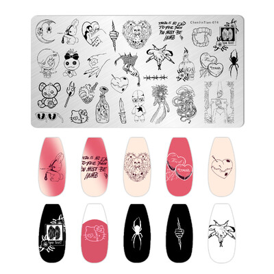 1 KOM Halloween ploče za utiskivanje noktiju Pravokutni predlošci Šablone Krvavi prst Nail Art Stamp Slika ploče za manikuru Alat za ispis noktiju