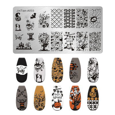 1 KOM Halloween ploče za utiskivanje noktiju Pravokutni predlošci Šablone Krvavi prst Nail Art Stamp Slika ploče za manikuru Alat za ispis noktiju