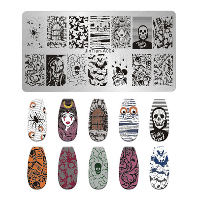 1 KOM Halloween ploče za utiskivanje noktiju Pravokutni predlošci Šablone Krvavi prst Nail Art Stamp Slika ploče za manikuru Alat za ispis noktiju