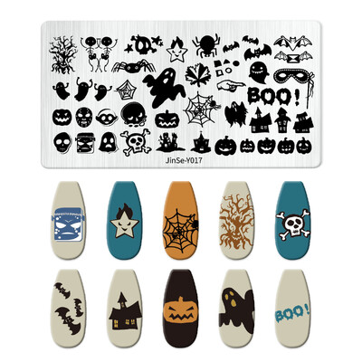 1 KOM Halloween ploče za utiskivanje noktiju Pravokutni predlošci Šablone Krvavi prst Nail Art Stamp Slika ploče za manikuru Alat za ispis noktiju