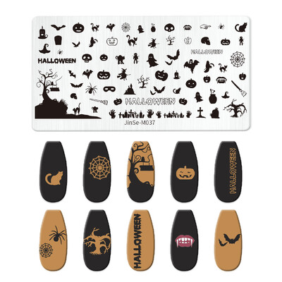 1 KOM Halloween ploče za utiskivanje noktiju Pravokutni predlošci Šablone Krvavi prst Nail Art Stamp Slika ploče za manikuru Alat za ispis noktiju