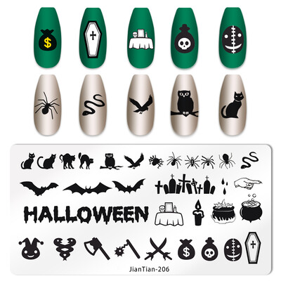1 KOM Halloween ploče za utiskivanje noktiju Pravokutni predlošci Šablone Krvavi prst Nail Art Stamp Slika ploče za manikuru Alat za ispis noktiju