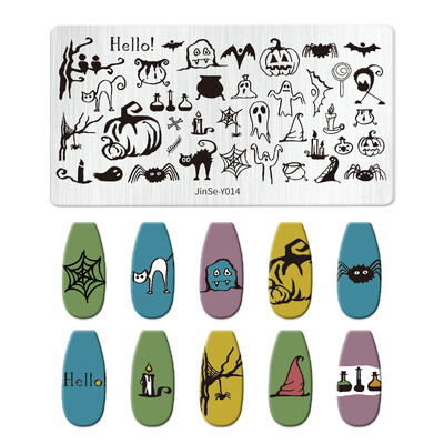 1 KOM Halloween ploče za utiskivanje noktiju Pravokutni predlošci Šablone Krvavi prst Nail Art Stamp Slika ploče za manikuru Alat za ispis noktiju
