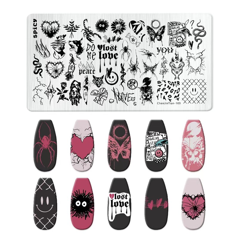 1 KOM Halloween ploče za utiskivanje noktiju Pravokutni predlošci Šablone Krvavi prst Nail Art Stamp Slika ploče za manikuru Alat za ispis noktiju