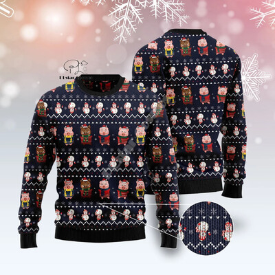 Božićni ružni pleteni džemper Božićni Djed Mraz Životinja Šarena tetovaža Retro Unisex 3Dprint Smiješni Harajuku Ležerni Dugi rukavi 8