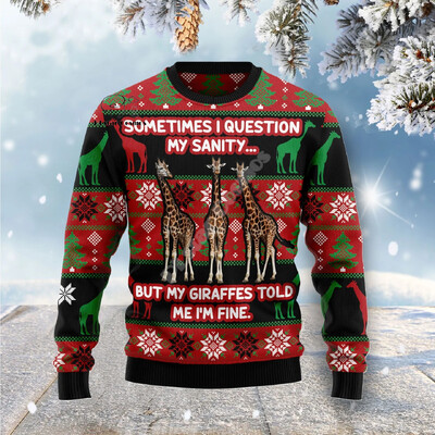 Božićni ružni pleteni džemper Božićni Djed Mraz Životinja Šarena tetovaža Retro Unisex 3Dprint Smiješni Harajuku Ležerni Dugi rukavi 8