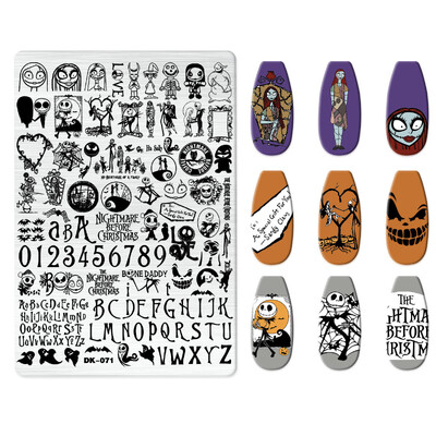 1 KOM. Halloween ploče za utiskivanje noktiju, šablone za šablone cvjetnih likova Nail Art Stamp Slika ploče za manikuru Alati za ispis noktiju