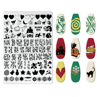 1 KOM. Halloween ploče za utiskivanje noktiju, šablone za šablone cvjetnih likova Nail Art Stamp Slika ploče za manikuru Alati za ispis noktiju