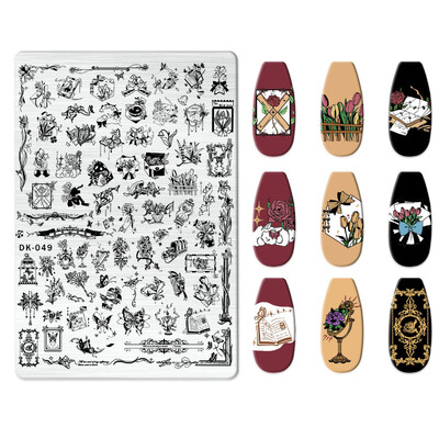 1 KOM. Halloween ploče za utiskivanje noktiju, šablone za šablone cvjetnih likova Nail Art Stamp Slika ploče za manikuru Alati za ispis noktiju