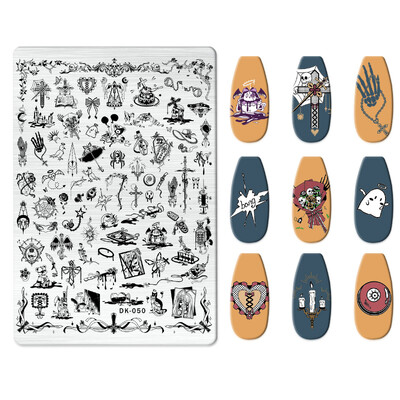 1 KOM. Halloween ploče za utiskivanje noktiju, šablone za šablone cvjetnih likova Nail Art Stamp Slika ploče za manikuru Alati za ispis noktiju