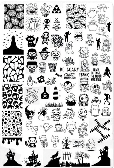 1 KOM. Halloween ploče za utiskivanje noktiju, šablone za šablone cvjetnih likova Nail Art Stamp Slika ploče za manikuru Alati za ispis noktiju