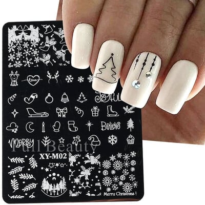 Χριστουγεννιάτικα νύχια σφράγισης πλάκες Snowflakes Elk Πρότυπο Πρωτοχρονιάς Γράμματα Χριστουγέννων Εργαλείο με στένσιλ εκτύπωσης δώρου δώρου