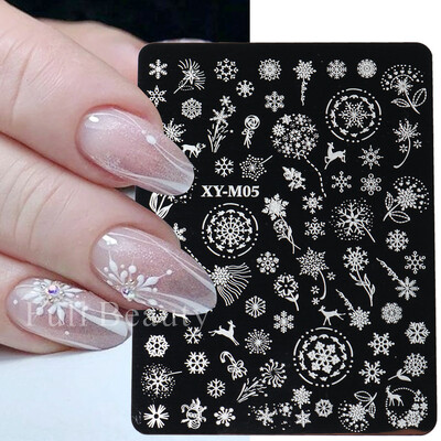 Χριστουγεννιάτικα νύχια σφράγισης πλάκες Snowflakes Elk Πρότυπο Πρωτοχρονιάς Γράμματα Χριστουγέννων Εργαλείο με στένσιλ εκτύπωσης δώρου δώρου