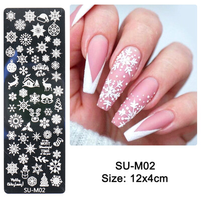 Χριστουγεννιάτικα νύχια σφράγισης πλάκες Snowflakes Elk Πρότυπο Πρωτοχρονιάς Γράμματα Χριστουγέννων Εργαλείο με στένσιλ εκτύπωσης δώρου δώρου