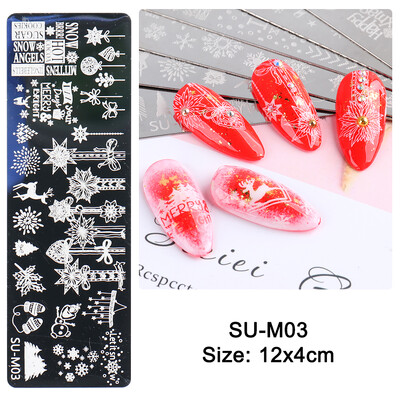 Χριστουγεννιάτικα νύχια σφράγισης πλάκες Snowflakes Elk Πρότυπο Πρωτοχρονιάς Γράμματα Χριστουγέννων Εργαλείο με στένσιλ εκτύπωσης δώρου δώρου