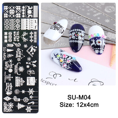 Χριστουγεννιάτικα νύχια σφράγισης πλάκες Snowflakes Elk Πρότυπο Πρωτοχρονιάς Γράμματα Χριστουγέννων Εργαλείο με στένσιλ εκτύπωσης δώρου δώρου